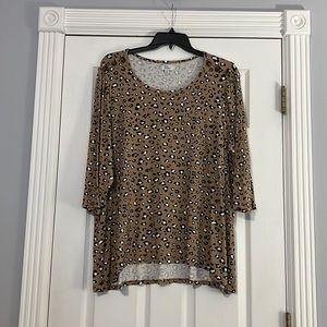 Kim Rogers 3/4 sleeve Leopard Print Shirt. New. Size 2X.